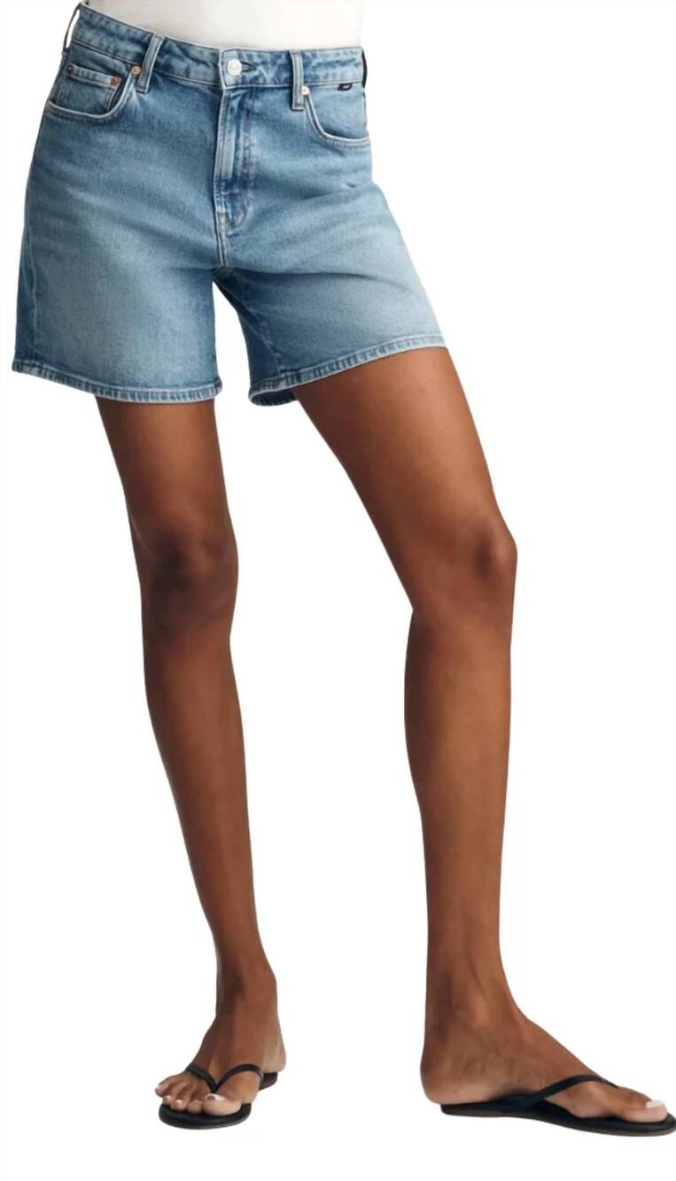 NEW MAVI heidi long high rise relaxed shorts in ltbrcblu